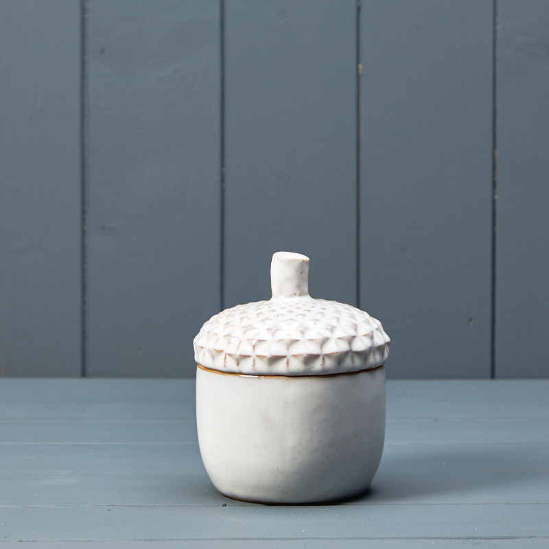Ceramic Lidded Pot in the Shape of an Acorn detail page